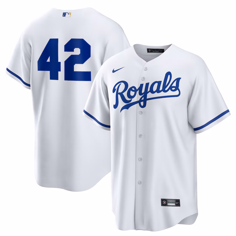 Men's Kansas City Royals Nike White Home 2025 Jackie Robinson Day Replica Jersey
