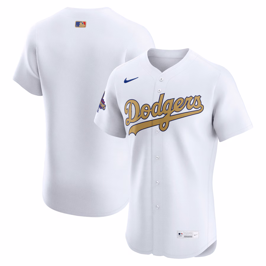 Men's Los Angeles Dodgers Nike White 2025 Gold Collection Elite Jersey