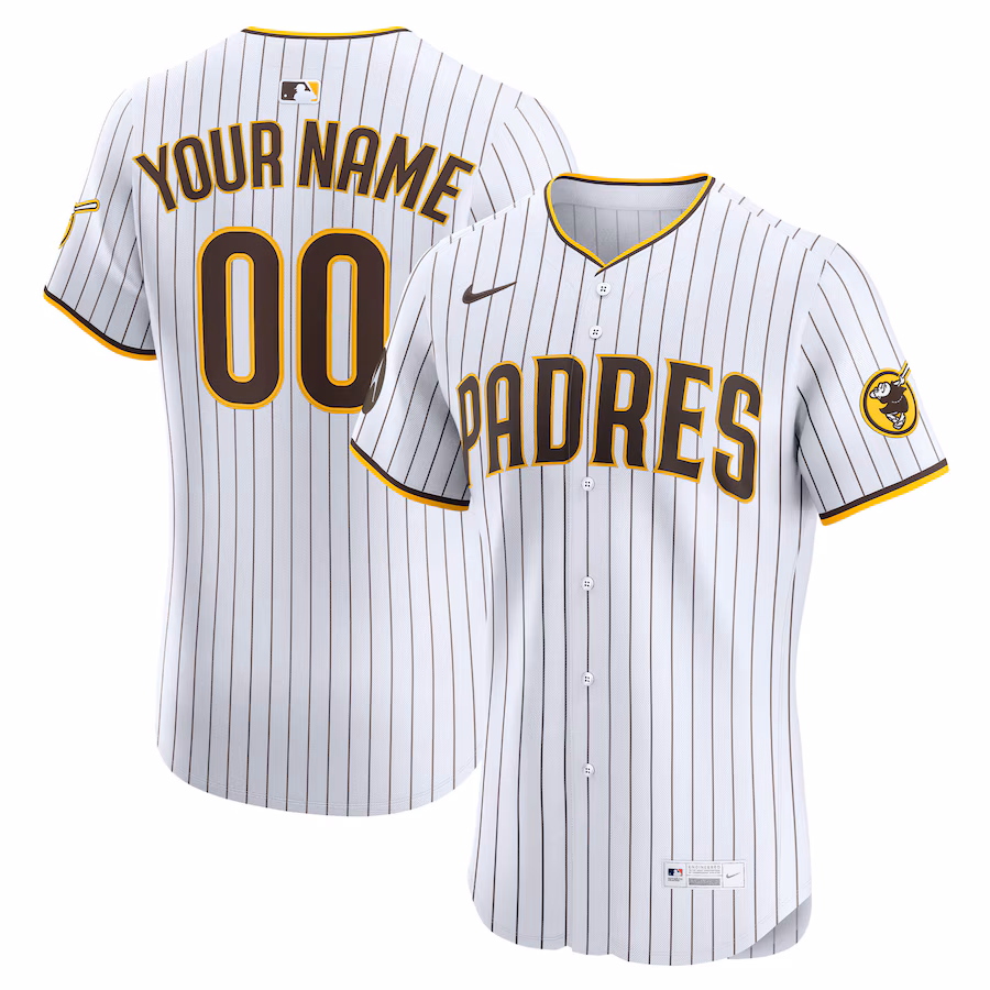 Men's San Diego Padres Nike White Home Elite Sponsor Patch Custom Jersey