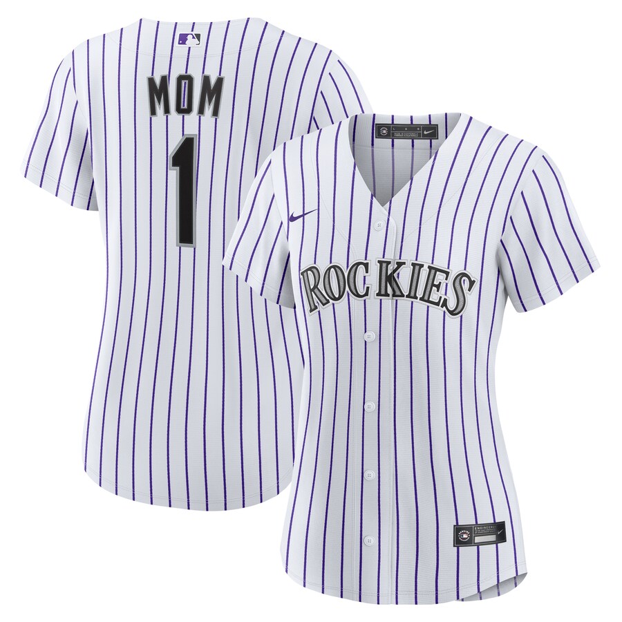 Women's Colorado Rockies Nike White #1 Mom Home Replica Jersey