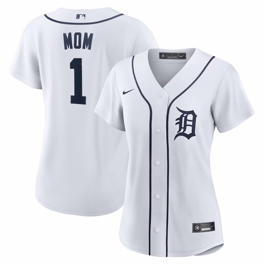 Women's Detroit Tigers Nike White #1 Mom Home Replica Jersey