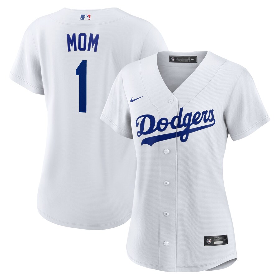 Women's Los Angeles Dodgers Nike White #1 Mom Home Replica Jersey
