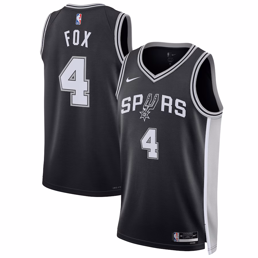 Unisex San Antonio Spurs De'Aaron Fox Nike Black Swingman Player Jersey - Icon Edition