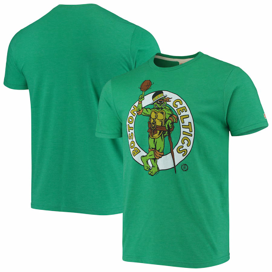 Men's Boston Celtics Homage Kelly Green NBA x Teenage Mutant Ninja Turtles Tri-Blend T-Shirt