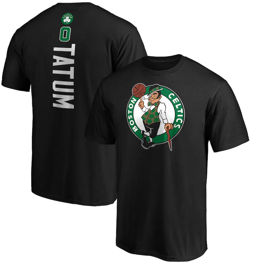 Men's Boston Celtics Jayson Tatum Black Team Playmaker Name & Number T-Shirt