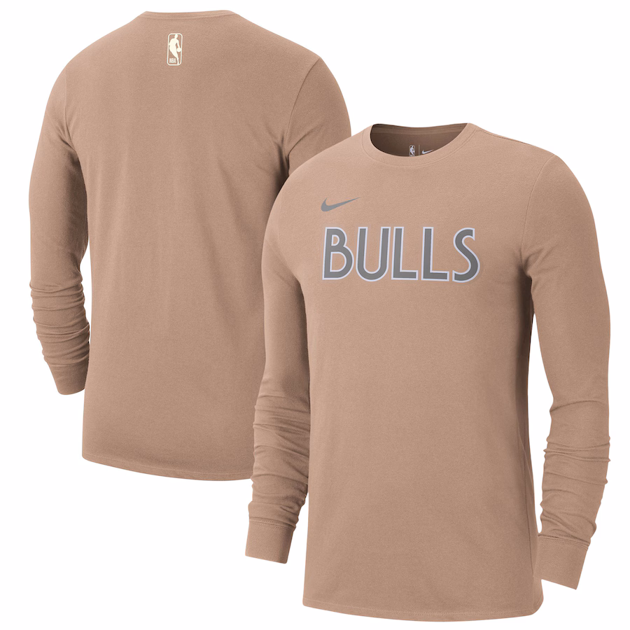 Men's Chicago Bulls Nike Tan 2024/25 City Edition Essential Logo Long Sleeve T-Shirt