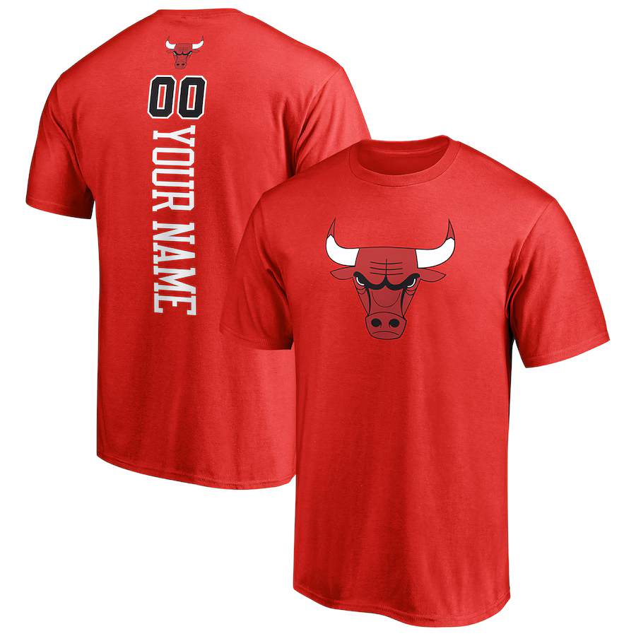 Men's Chicago Bulls Red Playmaker Personalized Name & Number T-Shirt