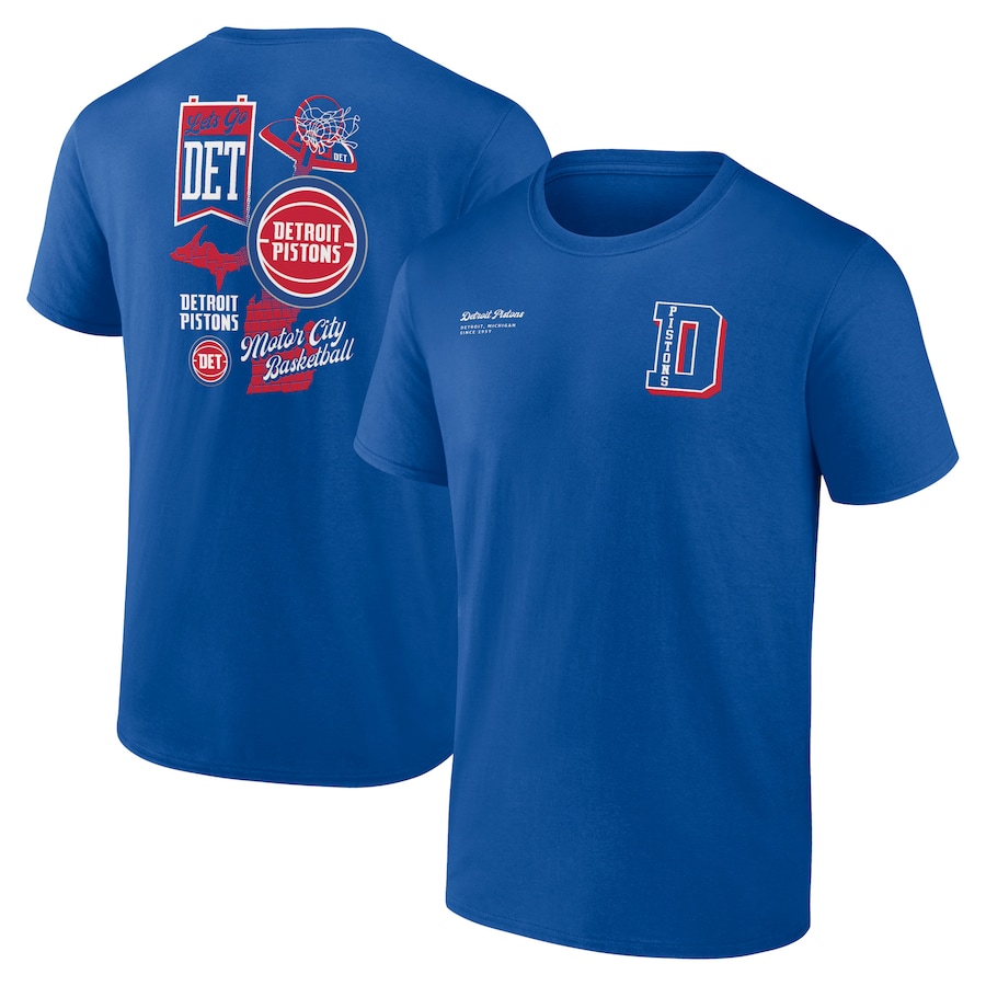 Men's Detroit Pistons Blue Split Zone T-Shirt