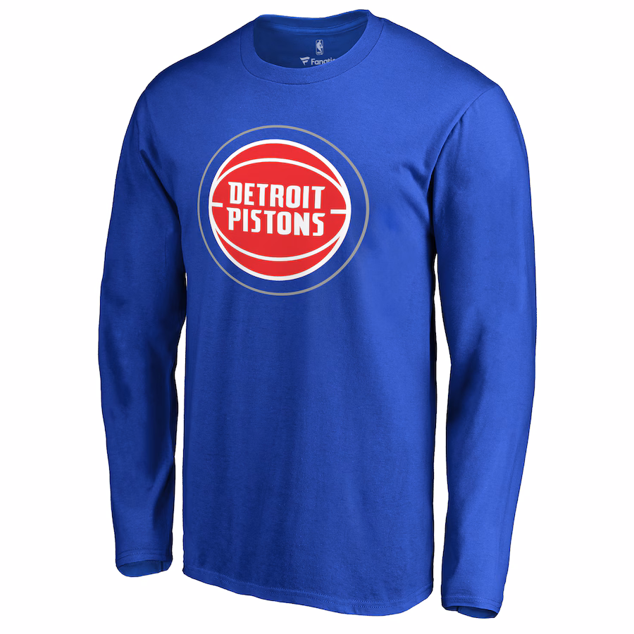 Men's Detroit Pistons Royal Primary Logo 2 Long Sleeve T-Shirt