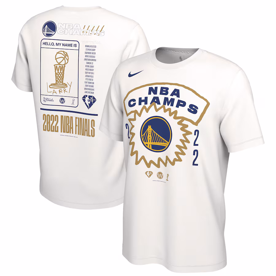 Men's Golden State Warriors Nike White 2022 NBA Finals Champions Roster T-Shirt