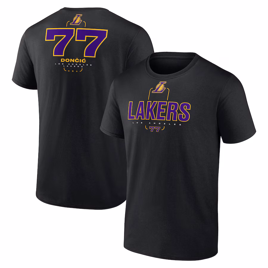 Men's Los Angeles Lakers Luka Dončić Black Behind the Back Name & Number T-Shirt