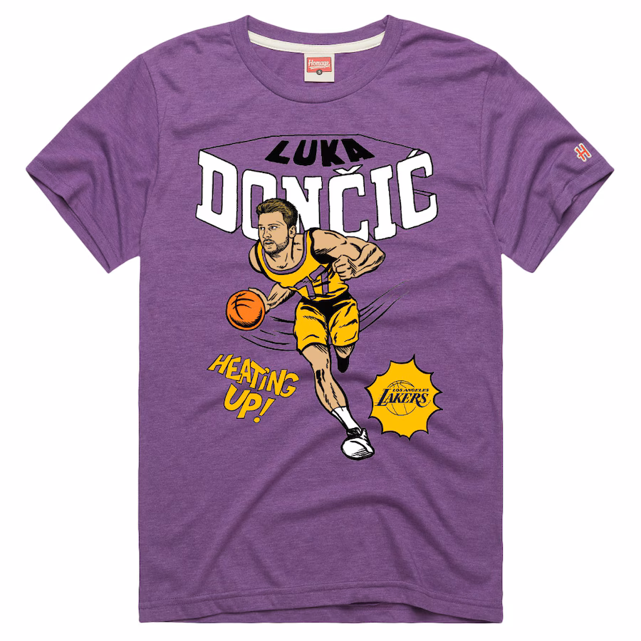 Men's Los Angeles Lakers Luka Dončić Homage Purple Comic Book Tri-Blend T-Shirt