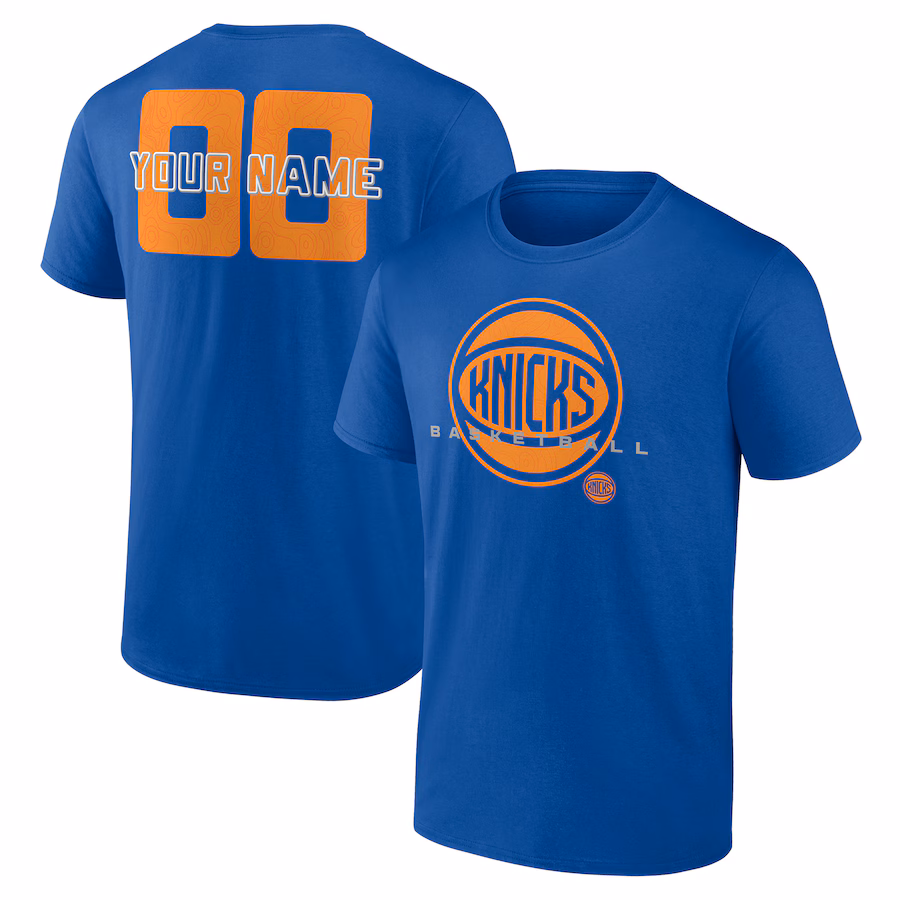 Men's New York Knicks Blue Stellar Personalized Name & Number T-Shirt