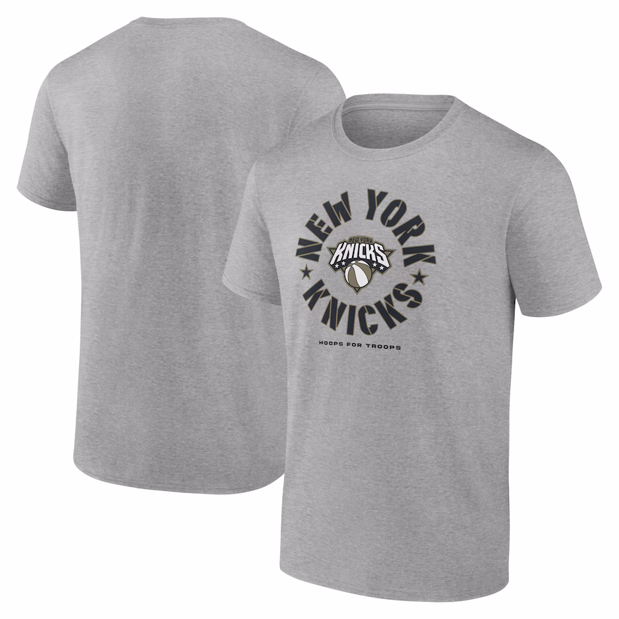 Men's New York Knicks Heather Gray Hoops for Troops T-Shirt