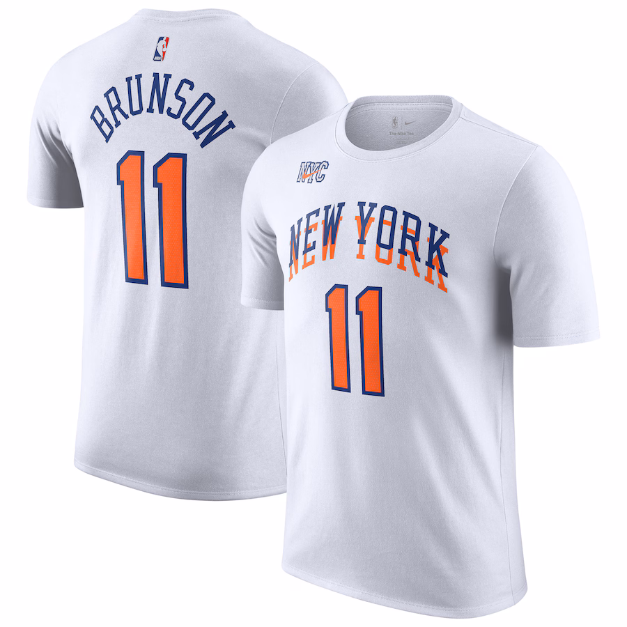 Men's New York Knicks Jalen Brunson Nike White 2024/25 City Edition Name & Number T-Shirt