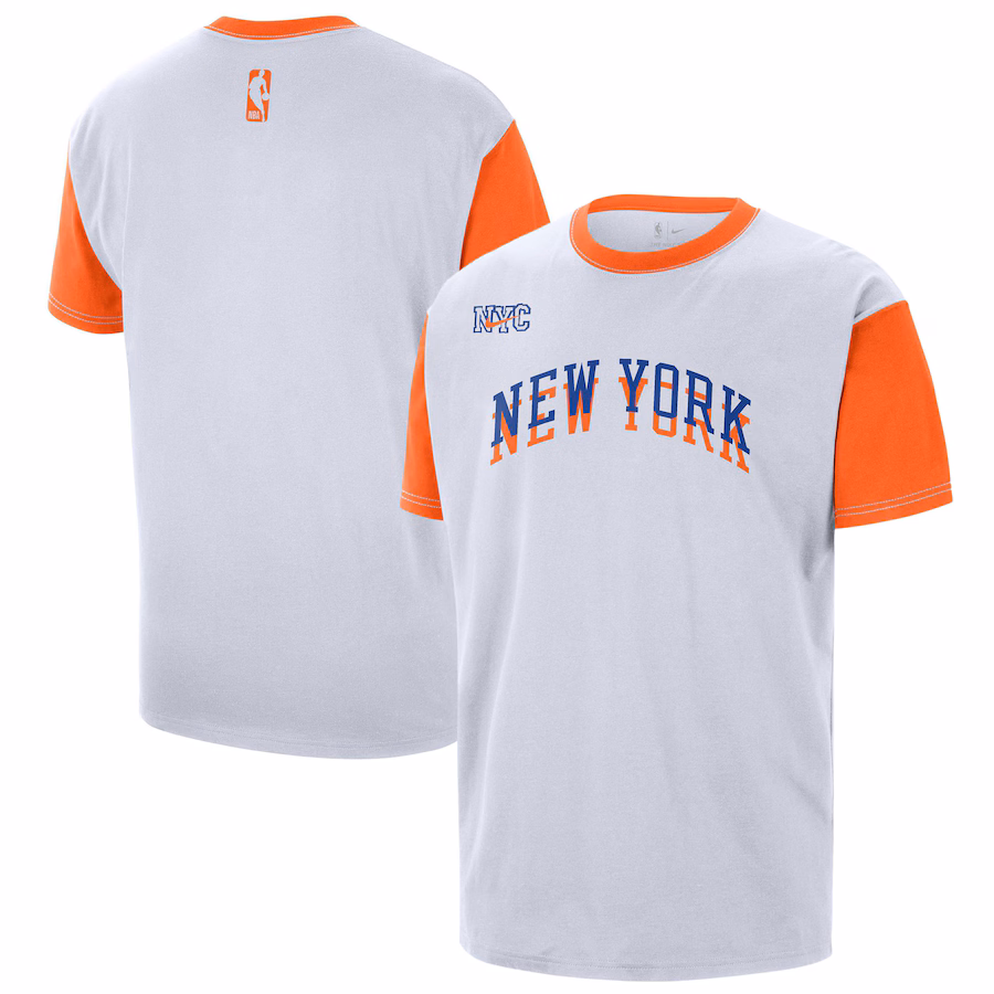 Men's New York Knicks Nike White 2024/25 City Edition Courtside Color Block T-Shirt