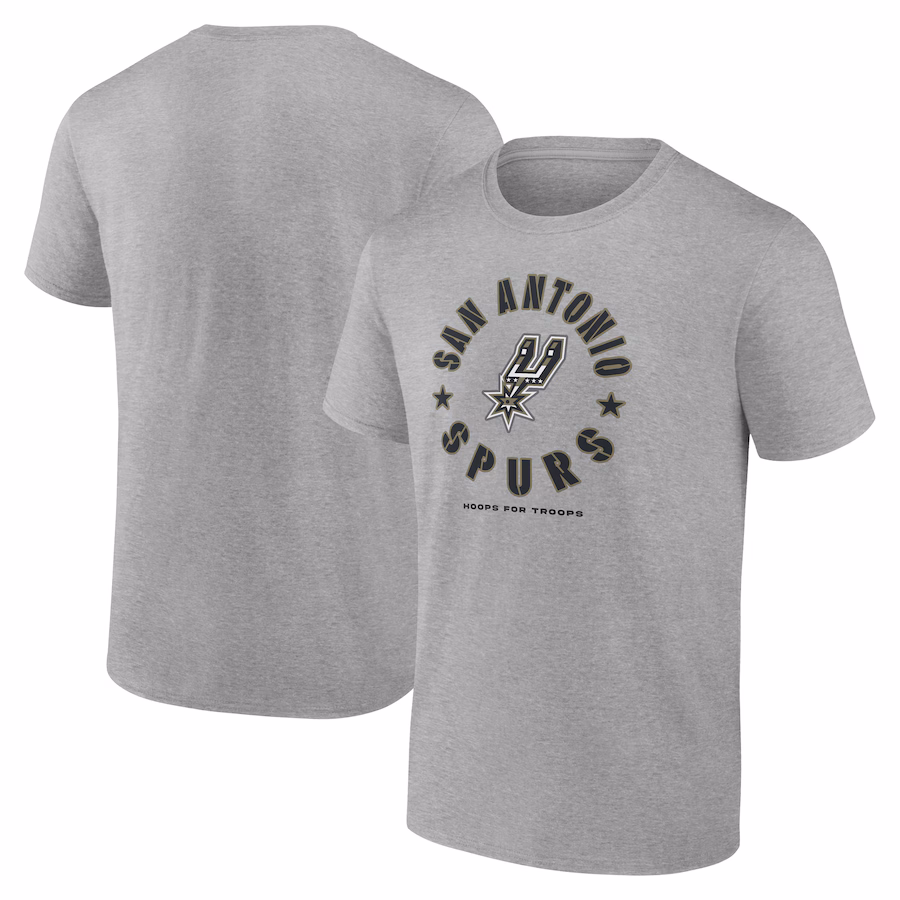 Men's San Antonio Spurs Heather Gray Hoops for Troops T-Shirt