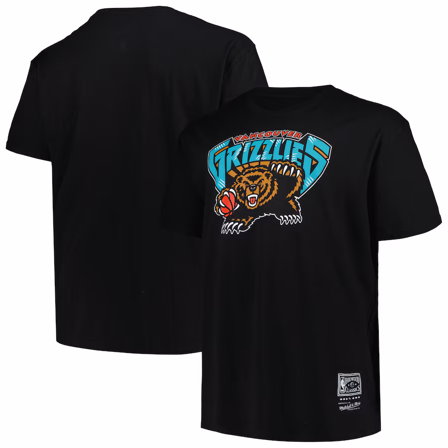 Men's Vancouver Grizzlies Mitchell & Ness Black Big & Tall Hardwood Classics Vintage Logo T-Shirt