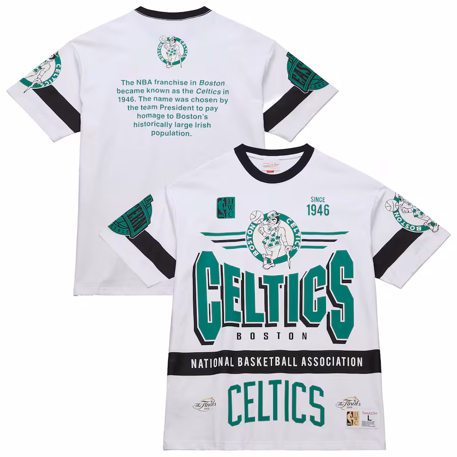 Unisex Boston Celtics  Mitchell & Ness White Hardwood Classics Vintage Team Origins Premium T-Shirt