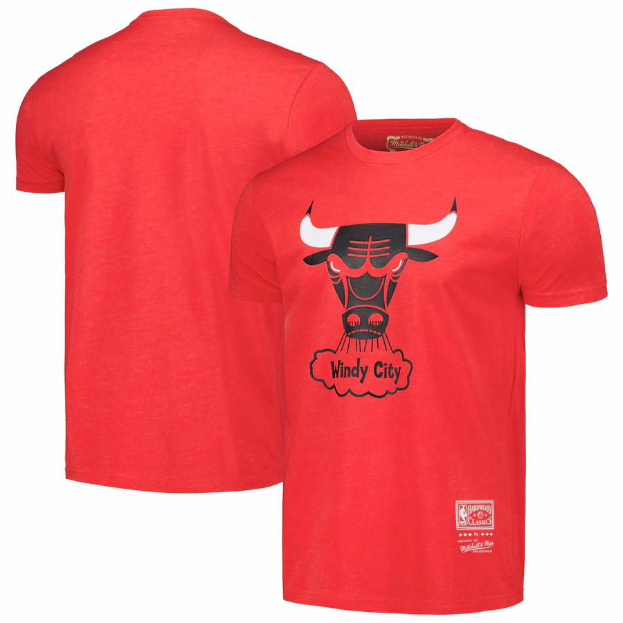 Unisex Chicago Bulls  Mitchell & Ness Red Hardwood Classics MVP Throwback Logo T-Shirt