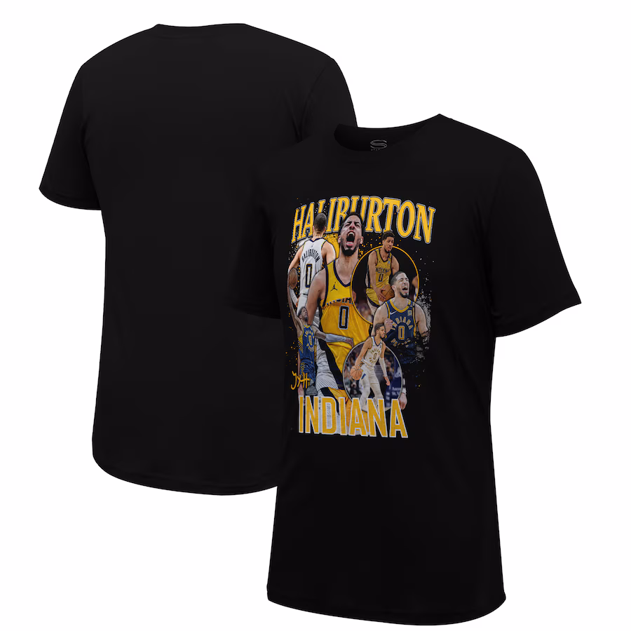 Unisex Indiana Pacers Tyrese Haliburton Stadium Essentials Black Crossroads T-Shirt