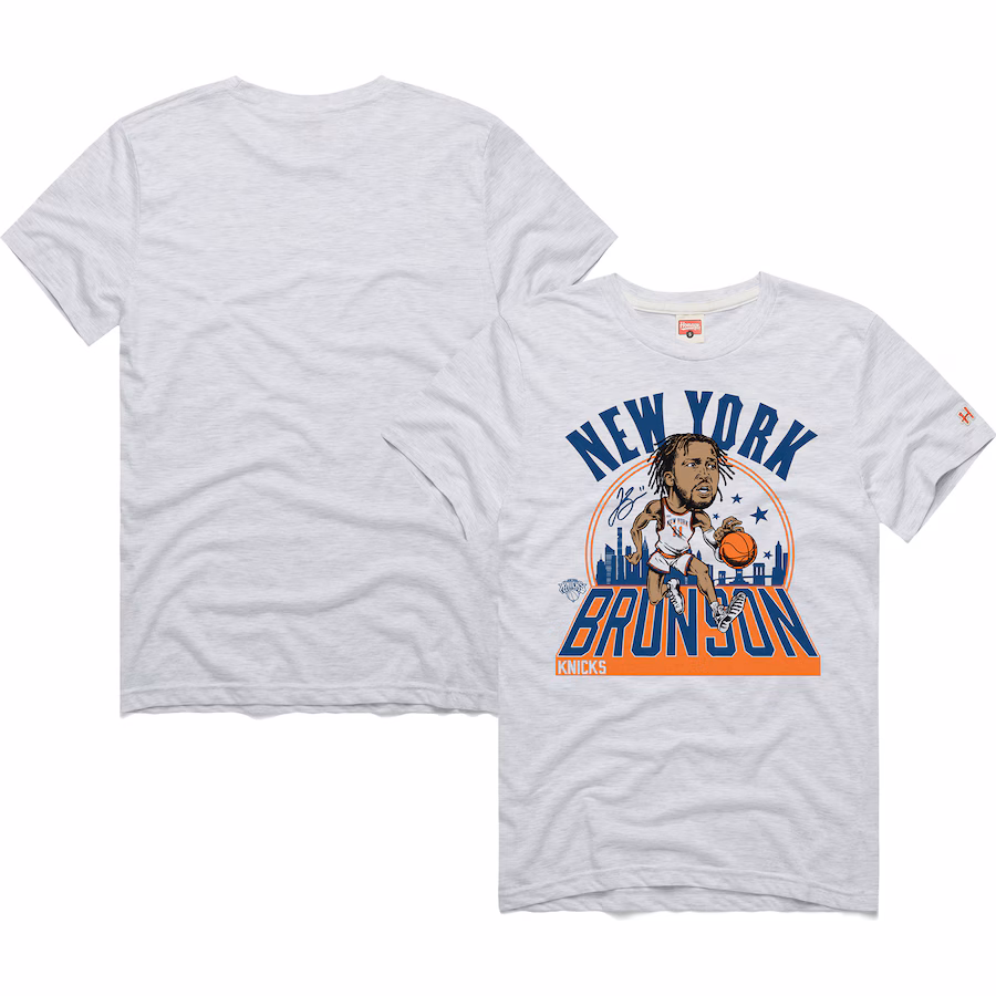 Unisex New York Knicks Jalen Brunson Homage Ash 2024/25 City Edition Caricature Tri-Blend T-Shirt