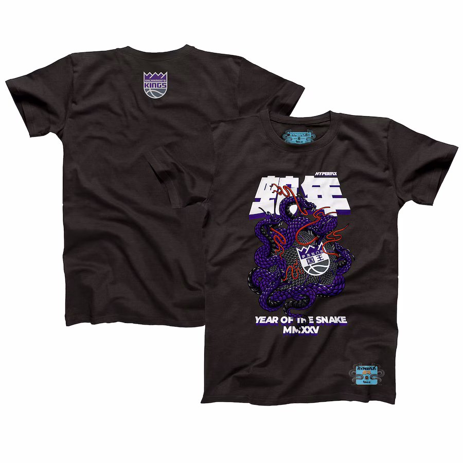 Unisex Sacramento Kings NBALab x Hyperfly Heather Black Year of the Snake Lunar New Year Collection T-Shirt
