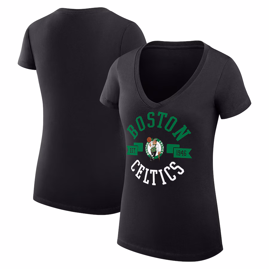 Women's Boston Celtics G-III 4Her by Carl Banks Black Large City Logo Fitted V-Neck T-Shirt