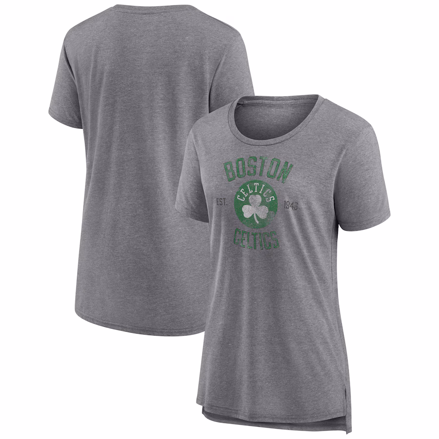 Women's Boston Celtics Heather Gray Heritage Tri-Blend T-Shirt