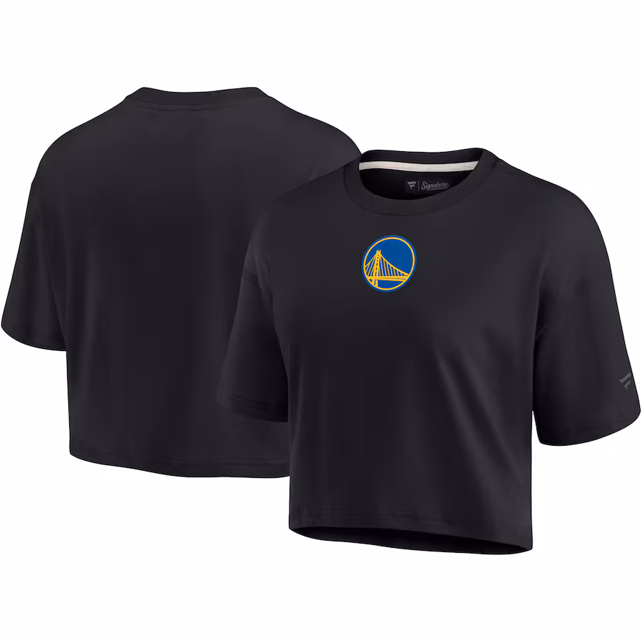Women's Golden State Warriors Fanatics Black Elements Super Soft Boxy Cropped T-Shirt