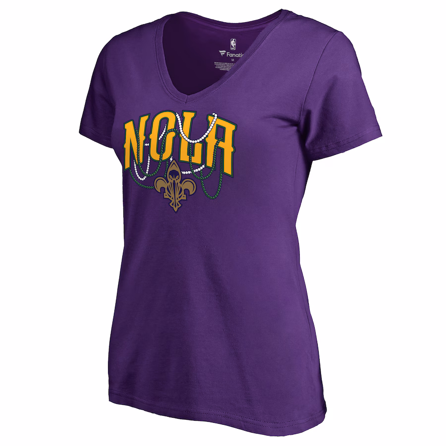Women's New Orleans Pelicans Purple NOLA Beads Hometown Collection T-Shirt