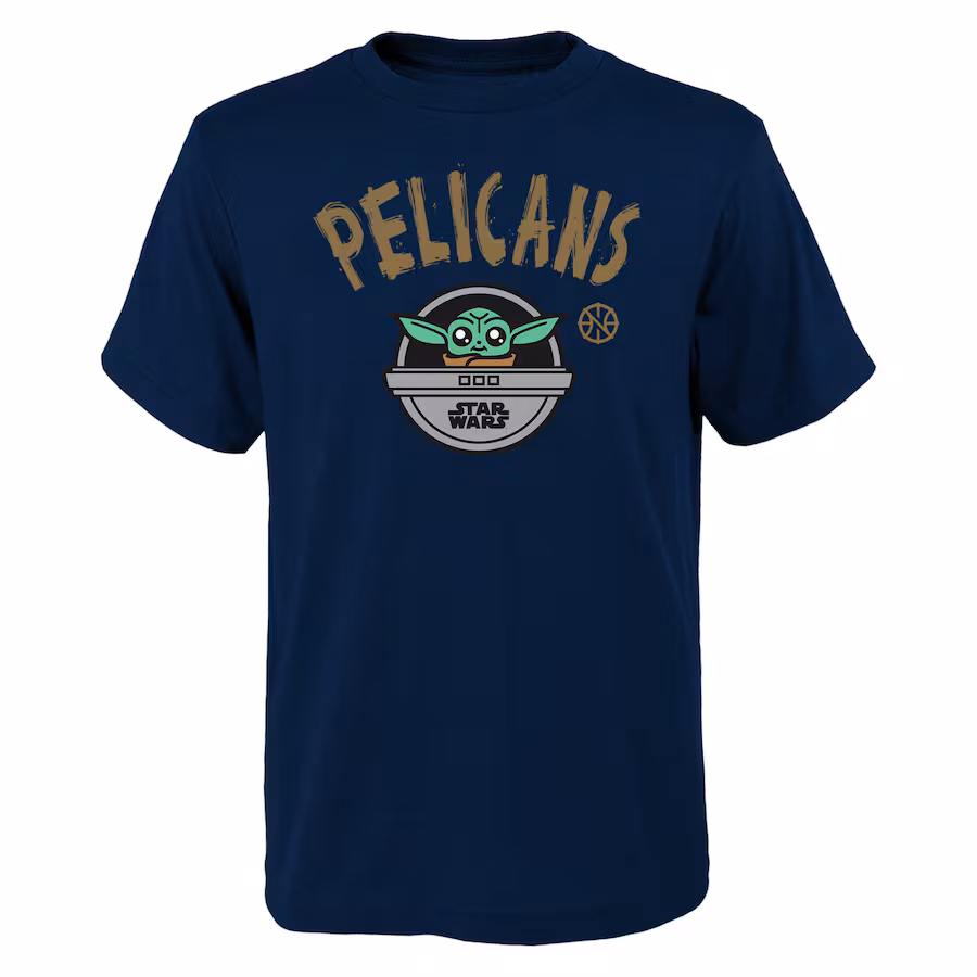 Youth New Orleans Pelicans Navy Star Wars The Child T-Shirt