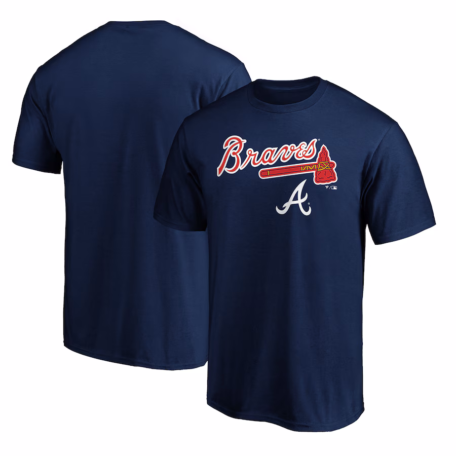 Men's Atlanta Braves Navy Team Lockup Logo T-Shirt