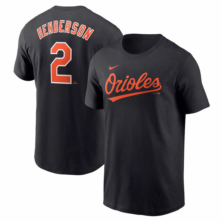 Men's Baltimore Orioles Gunnar Henderson Nike Black Fuse Name & Number T-Shirt