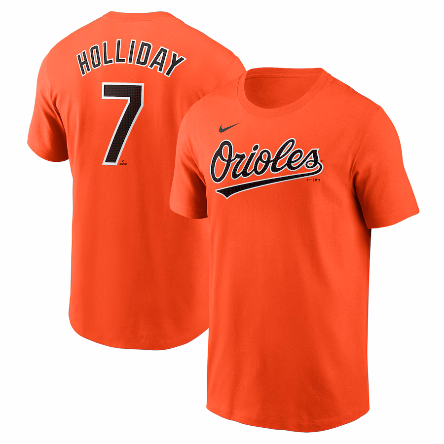 Men's Baltimore Orioles Jackson Holliday Nike Orange Fuse Name & Number T-Shirt