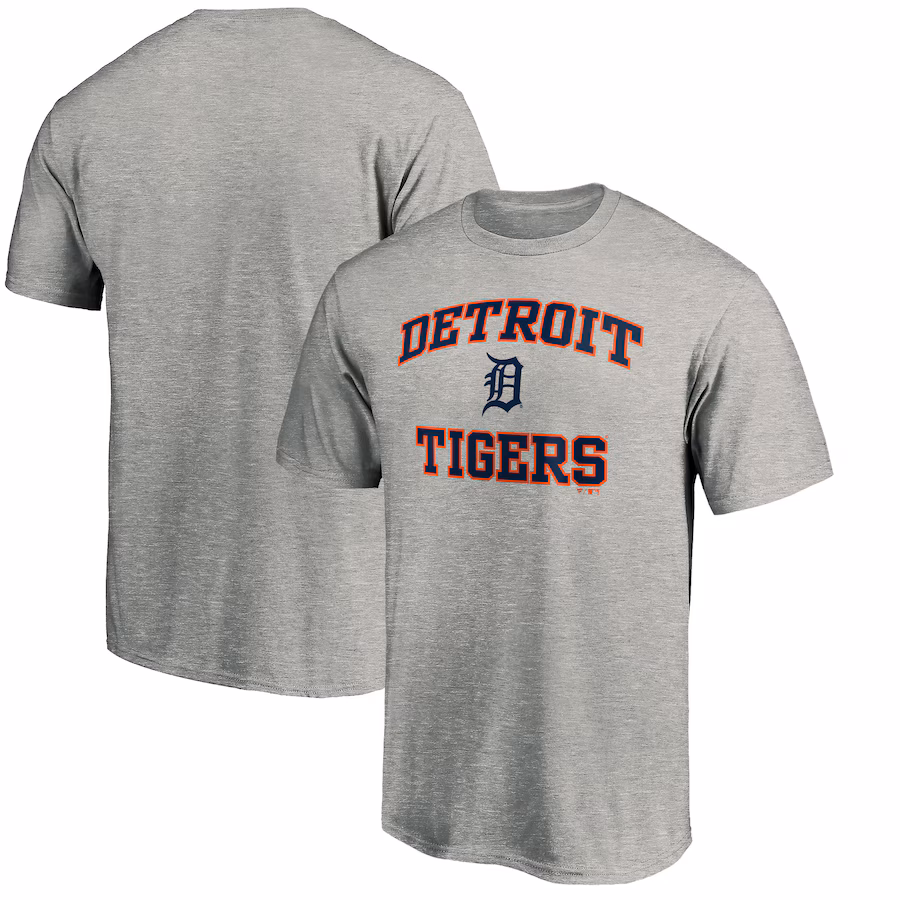 Men's Detroit Tigers Fanatics MTO Label Heather Gray Heart & Soul T-Shirt