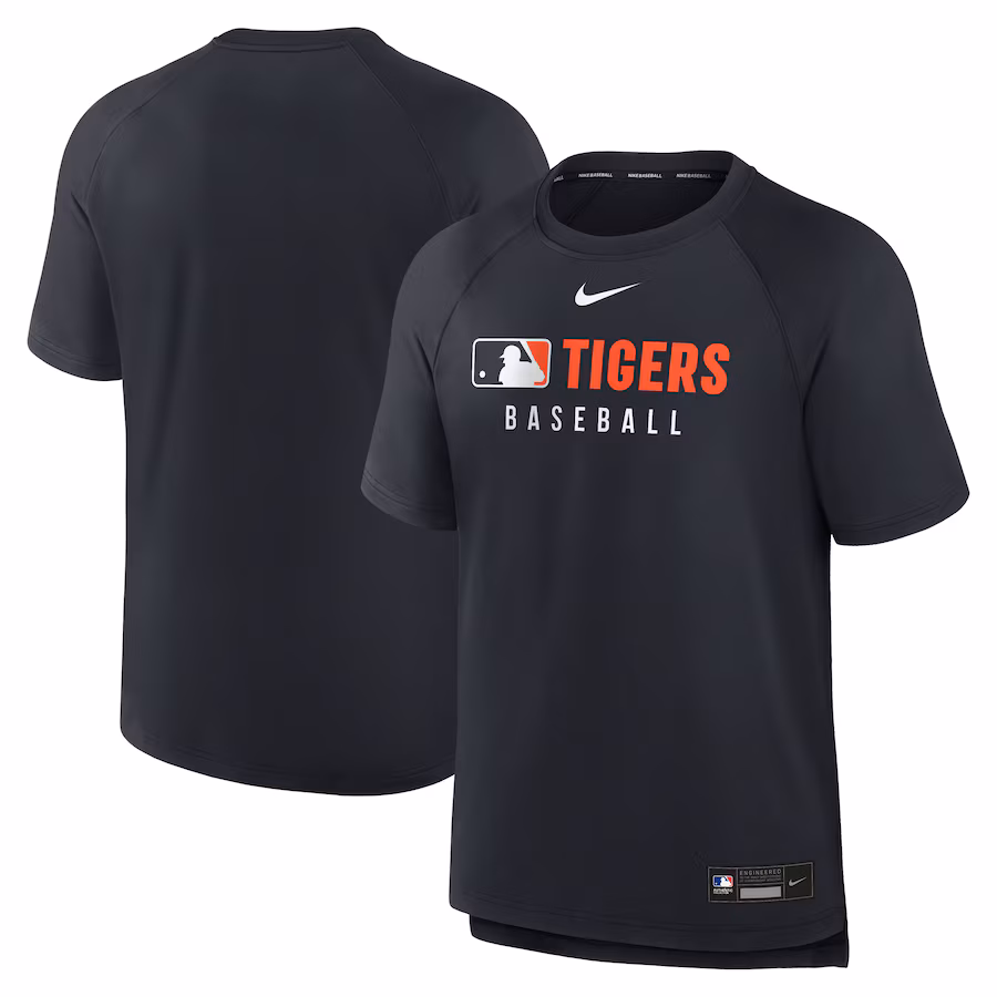 Men's Detroit Tigers Nike Navy Authentic Collection Pregame Raglan Performance T-Shirt