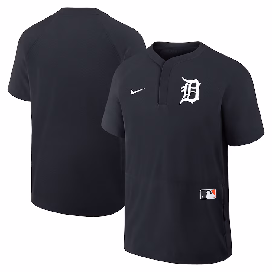 Men's Detroit Tigers Nike Navy Authentic Collection Raglan Short Sleeve Windshirt
