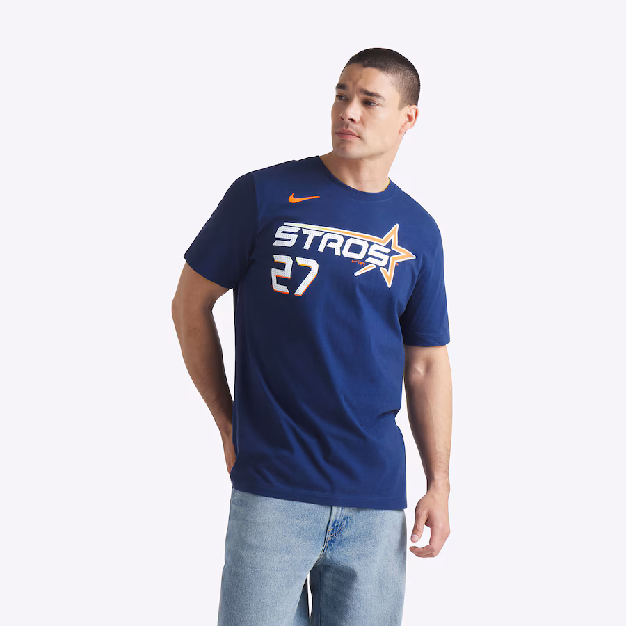 Men's Houston Astros Jose Altuve Nike Navy 2025 City Connect Fuse Name & Number T-Shirt