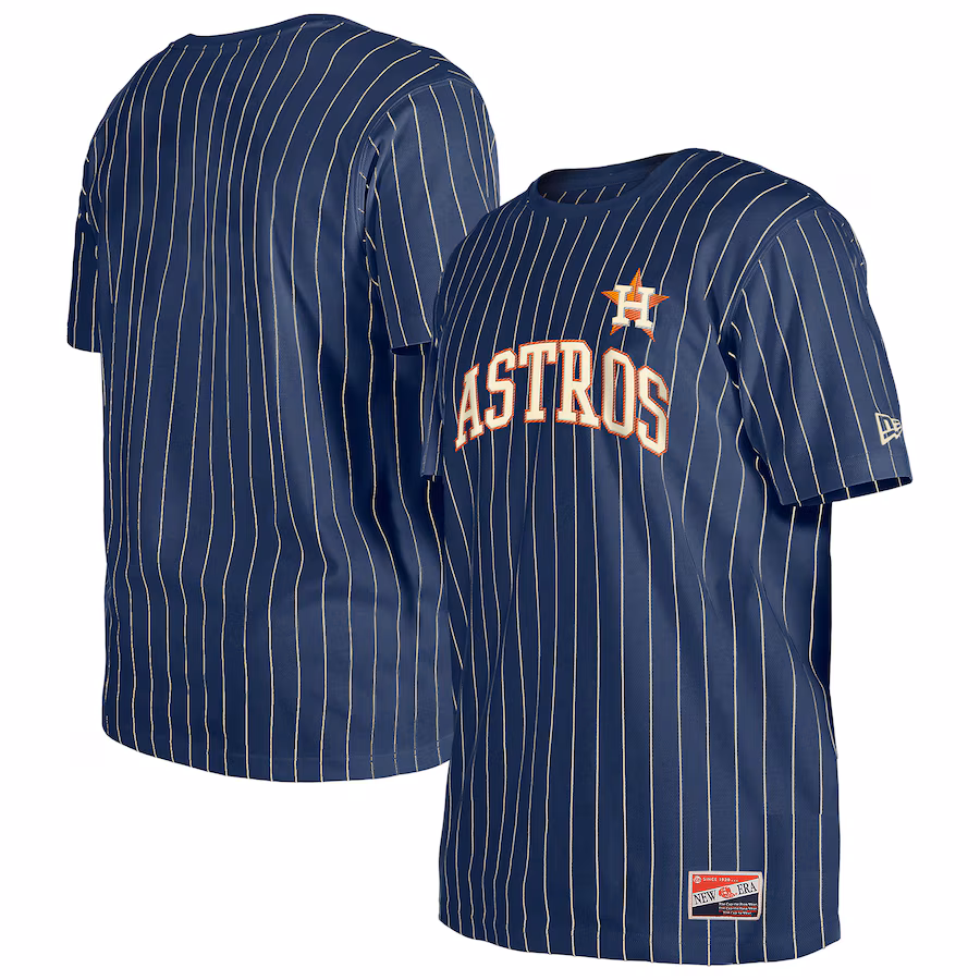 Men's Houston Astros New Era Navy Throwback Pinstripe T-Shirt