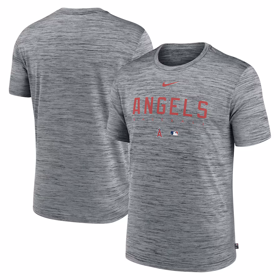 Men's Los Angeles Angels Nike Heather Gray Authentic Collection Velocity Performance Practice T-Shirt