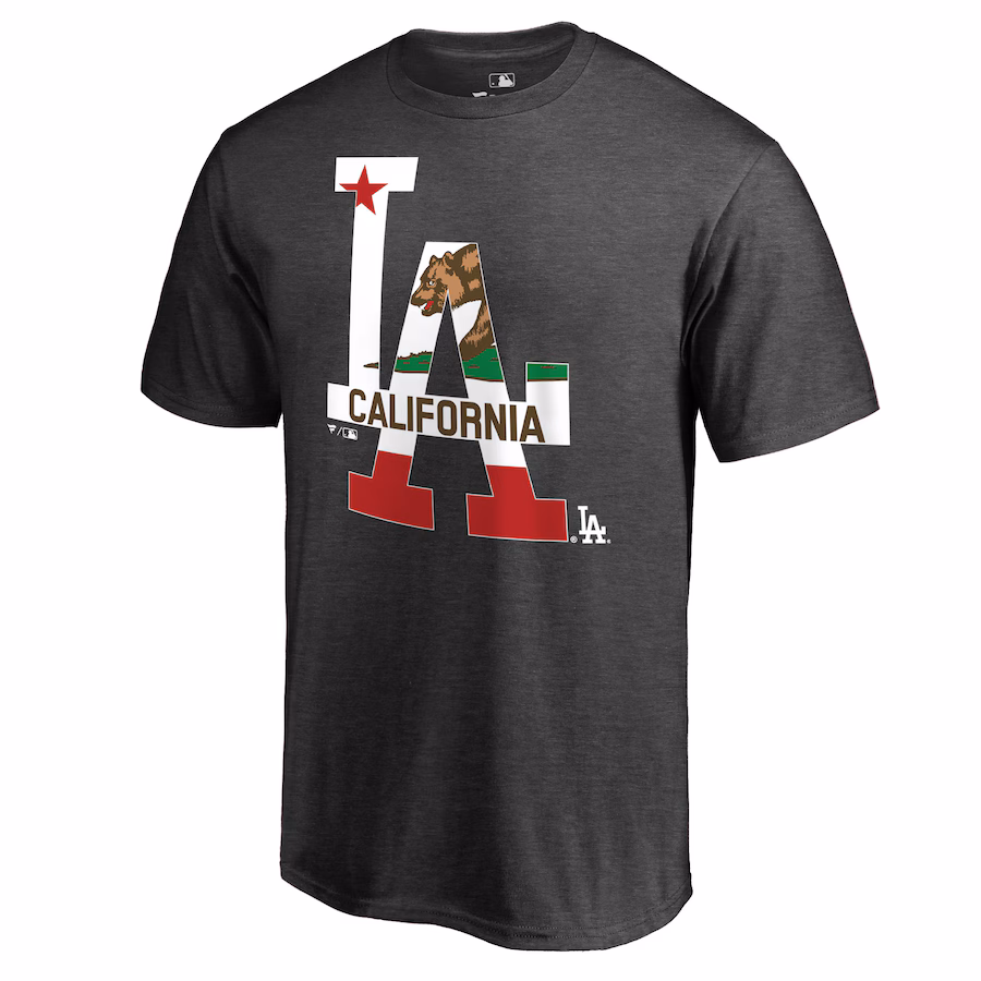 Men's Los Angeles Dodgers Heathered Charcoal Hometown Collection Cali Flag T-Shirt