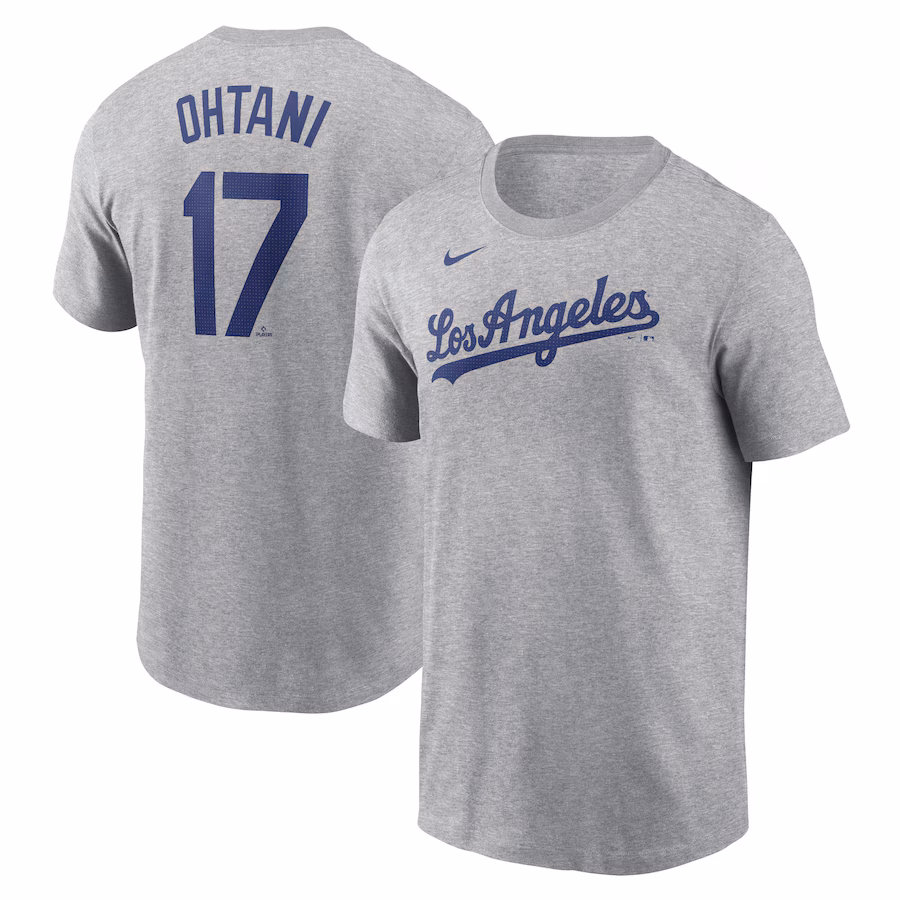 Men's Los Angeles Dodgers Shohei Ohtani Nike Gray 2024 Fuse Name & Number T-Shirt
