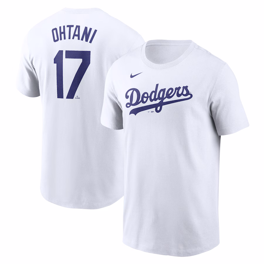 Men's Los Angeles Dodgers Shohei Ohtani Nike White 2024 Fuse Name & Number T-Shirt