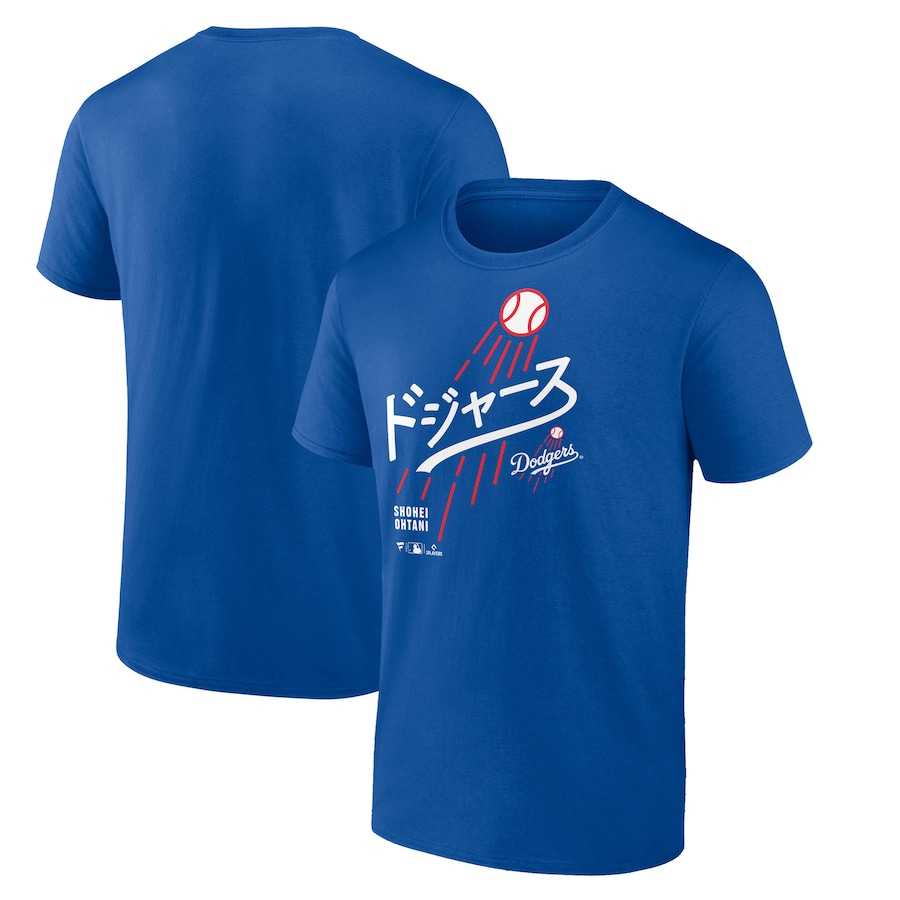 Men's Los Angeles Dodgers Shohei Ohtani Royal Japanese Letters T-Shirt
