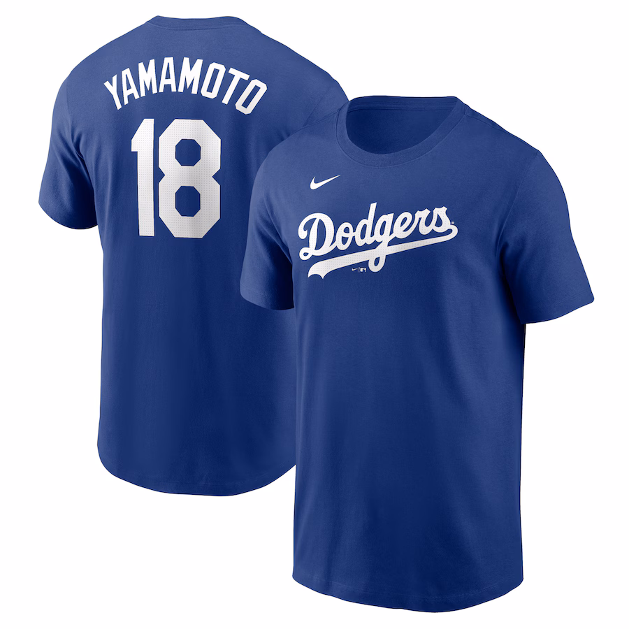 Men's Los Angeles Dodgers Yoshinobu Yamamoto Nike Royal Fuse Name & Number T-Shirt