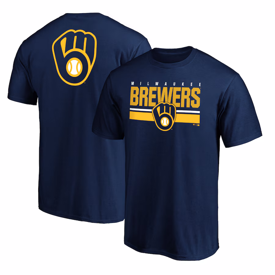 Men's Milwaukee Brewers Navy End Game Team Wordmark T-Shirt
