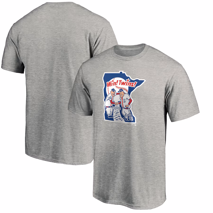 Men's Minnesota Twins Heathered Gray Cooperstown Collection Huntington Logo T-Shirt