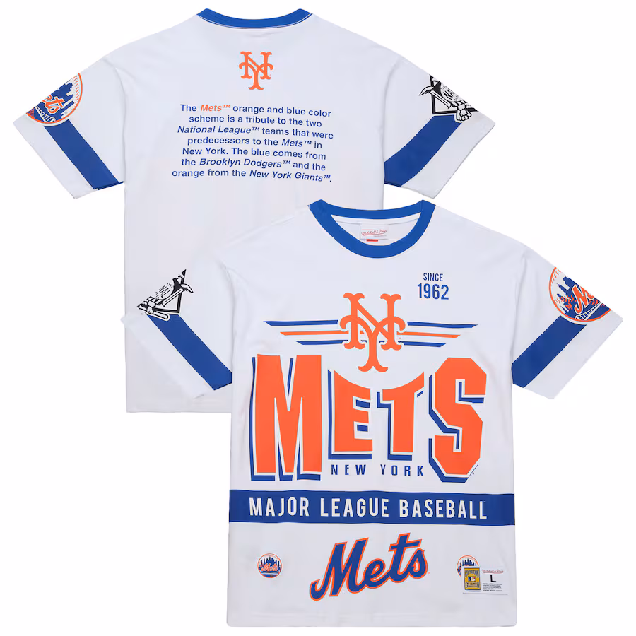 Men's New York Mets Mitchell & Ness White Cooperstown Collection Team Origins Premium T-Shirt