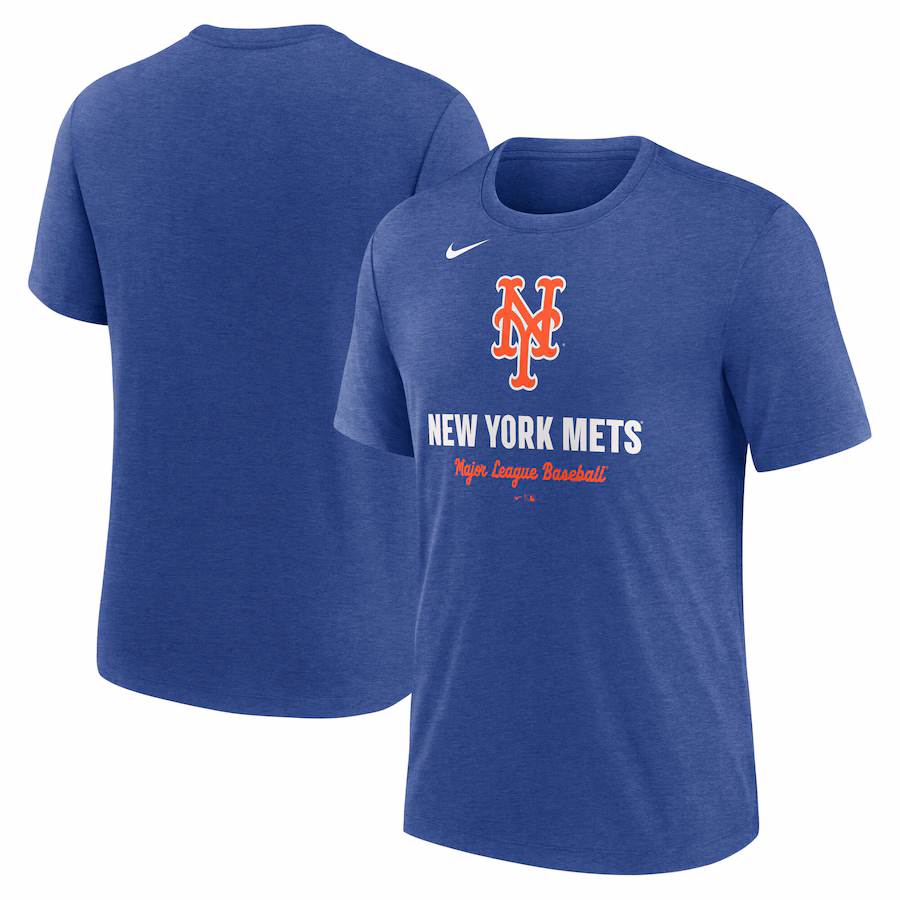 Men's New York Mets Nike Heather Royal Logo Tri-Blend T-Shirt